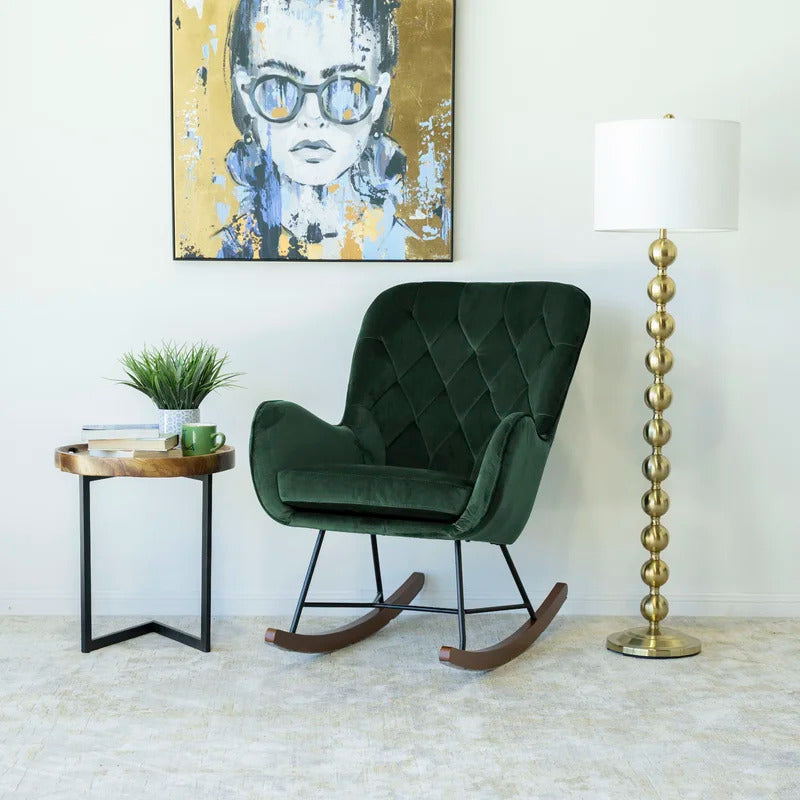 Rocking Chair: Tufted Velvet Rocking Chair