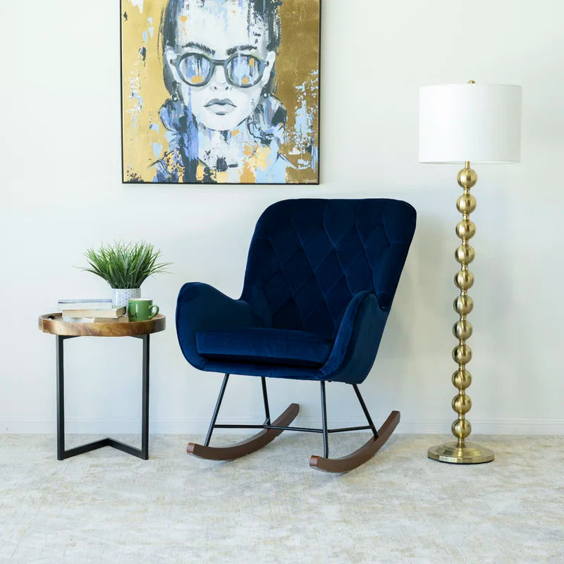 Rocking Chair: Tufted Velvet Rocking Chair