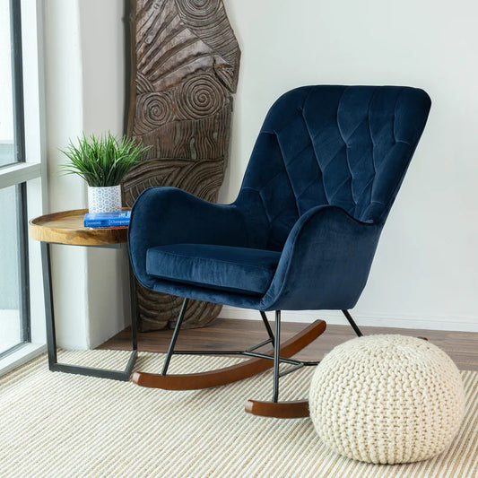 Rocking Chair: Tufted Velvet Rocking Chair