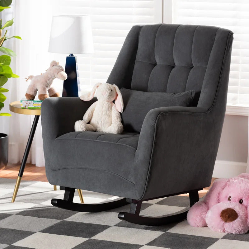 Rocking Chair: Upholstered Wood Rocking Chair