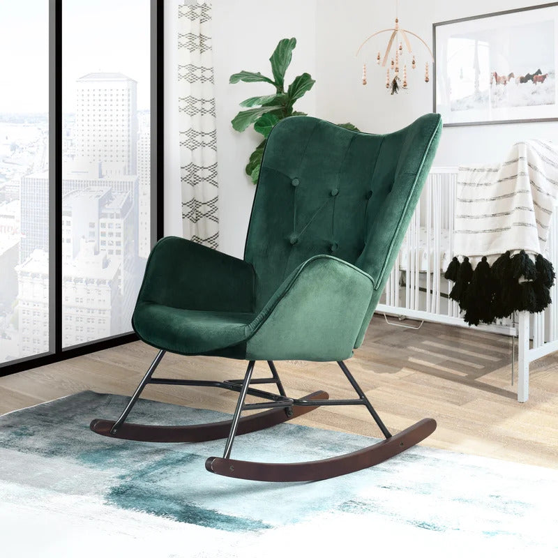 Rocking Chair: Velvet Fabric Rocking Chair