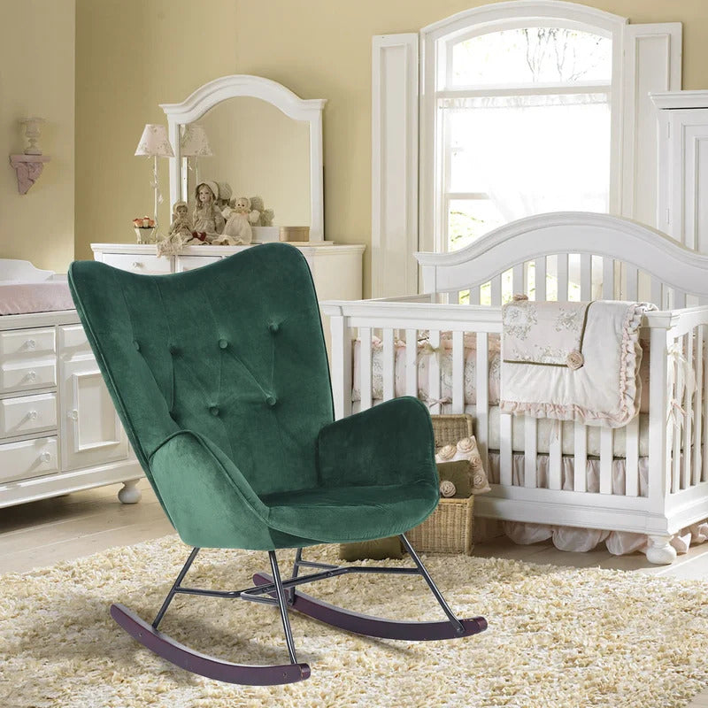 Rocking Chair: Velvet Fabric Rocking Chair