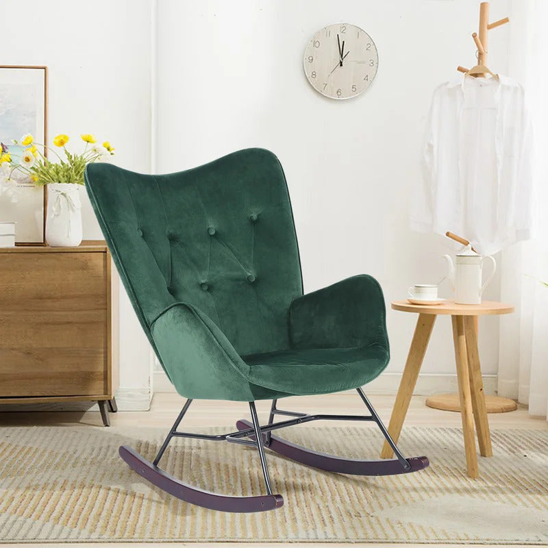Rocking Chair: Velvet Fabric Rocking Chair