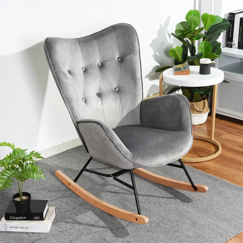 Rocking Chair: Velvet Fabric Rocking Chair