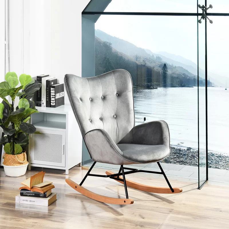 Rocking Chair: Velvet Fabric Rocking Chair
