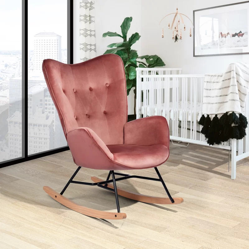 Rocking Chair: Velvet Fabric Rocking Chair