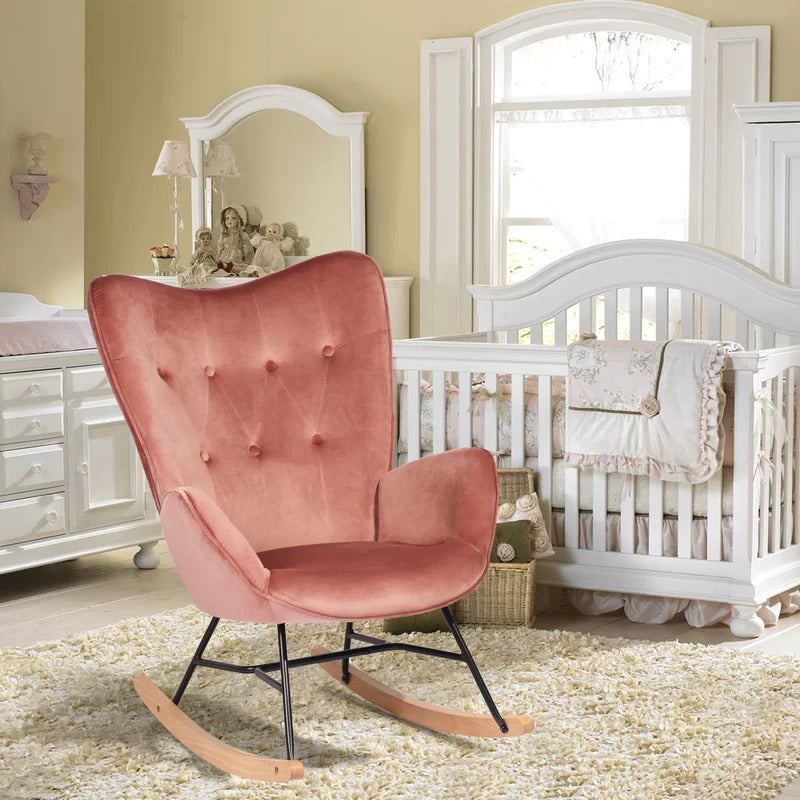 Rocking Chair: Velvet Fabric Rocking Chair