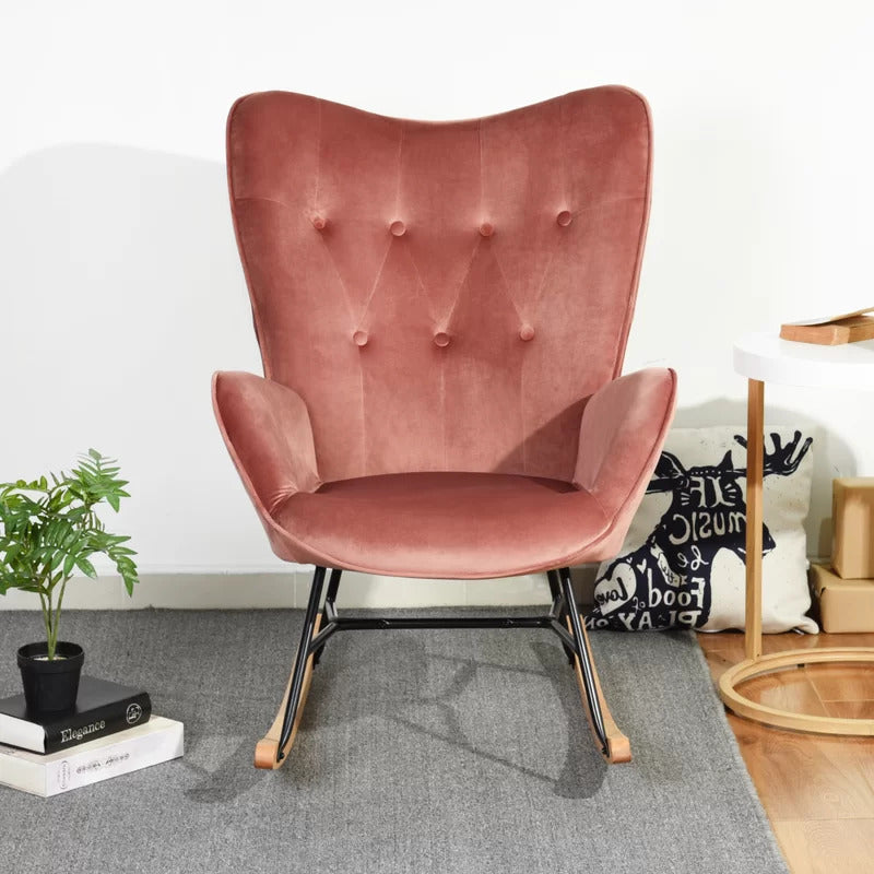Rocking Chair: Velvet Fabric Rocking Chair