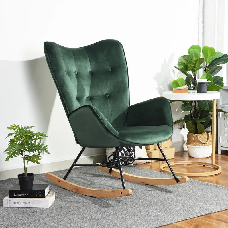 Rocking Chair: Velvet Fabric Rocking Chair