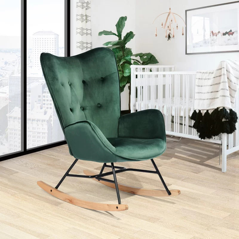 Rocking Chair: Velvet Fabric Rocking Chair