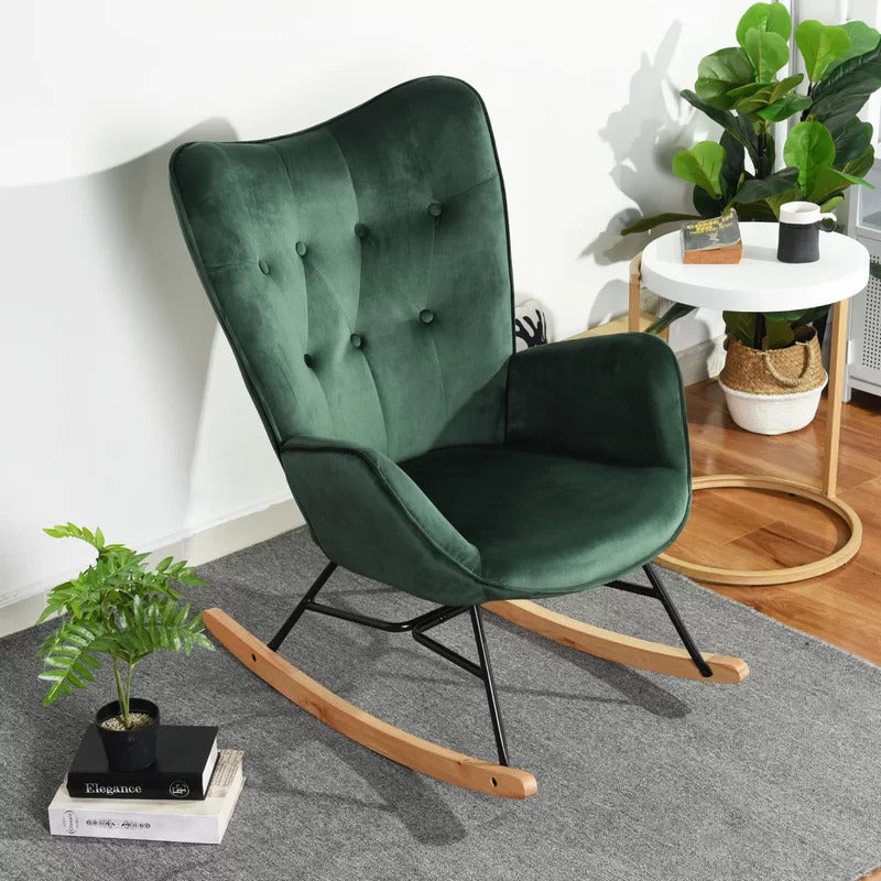 Rocking Chair: Velvet Fabric Rocking Chair