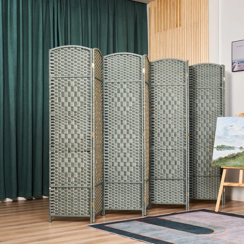 Room Dividers: 141.68'' W x 70.47'' H 8 - Panel Bamboo/Rattan Folding Room Divider