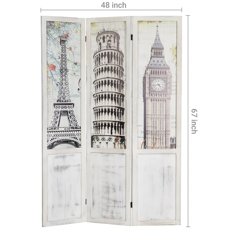 Room Dividers 48.03'' W x 66.92'' H 3 - Panel Solid Wood Folding Room Divider