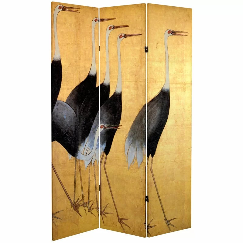 Room Dividers: 48'' W x 72'' H 3 - Panel Solid Wood Folding Room Divider