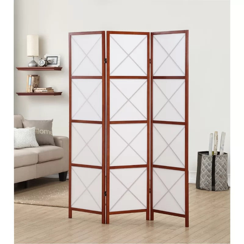 Room Dividers: 51'' W x 70.25'' H 3 - Panel Solid Wood Folding Room Divider