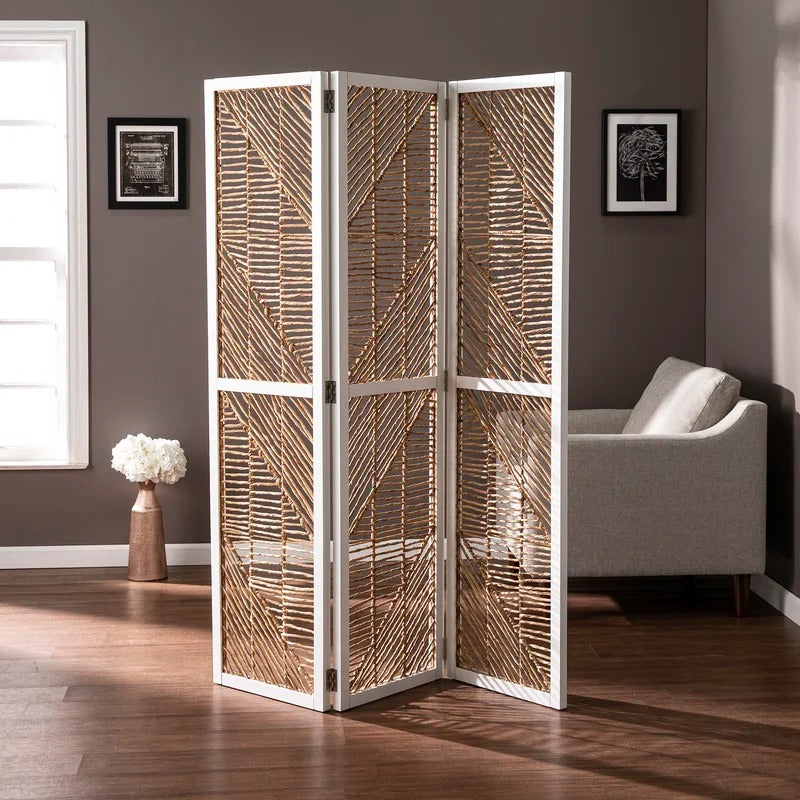 Room Dividers: 53'' W x 69'' H 3 - Panel Solid Wood Folding Room Divider