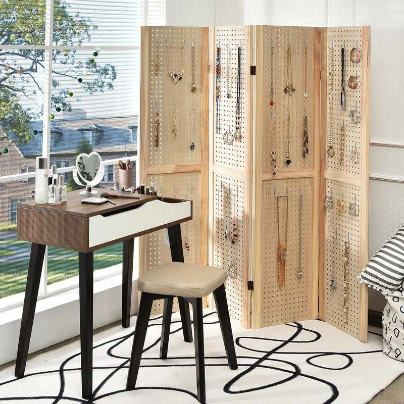 Room Dividers 61.5'' W x 60'' H 4 - Panel Folding Room Divider