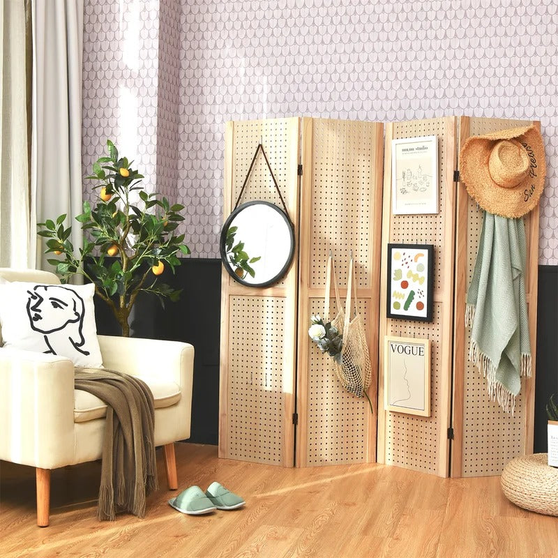 Room Dividers 61.5'' W x 60'' H 4 - Panel Folding Room Divider