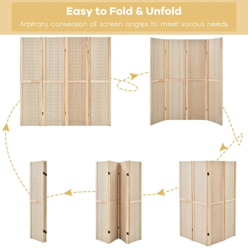Room Dividers 61.5'' W x 60'' H 4 - Panel Folding Room Divider