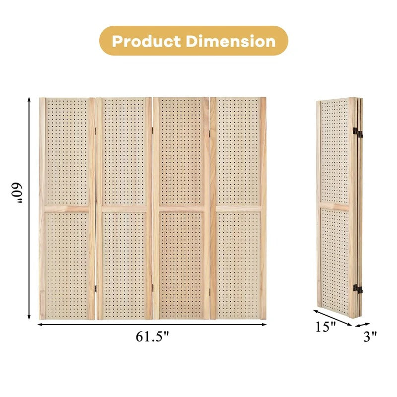 Room Dividers 61.5'' W x 60'' H 4 - Panel Folding Room Divider