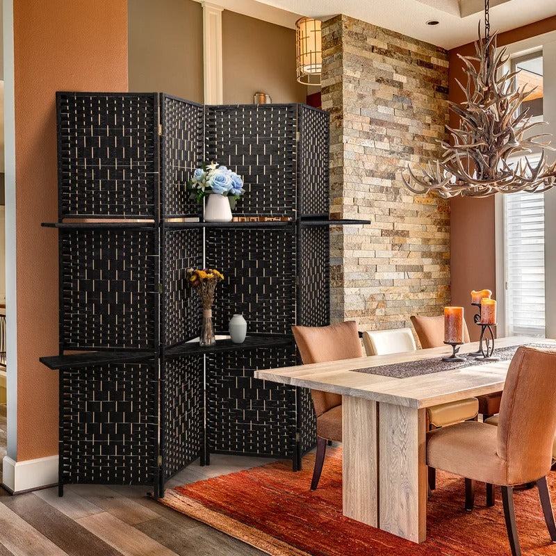 Room Dividers: 70.9'' W x 70.9'' H 4 - Panel Solid Wood Folding Room Divider