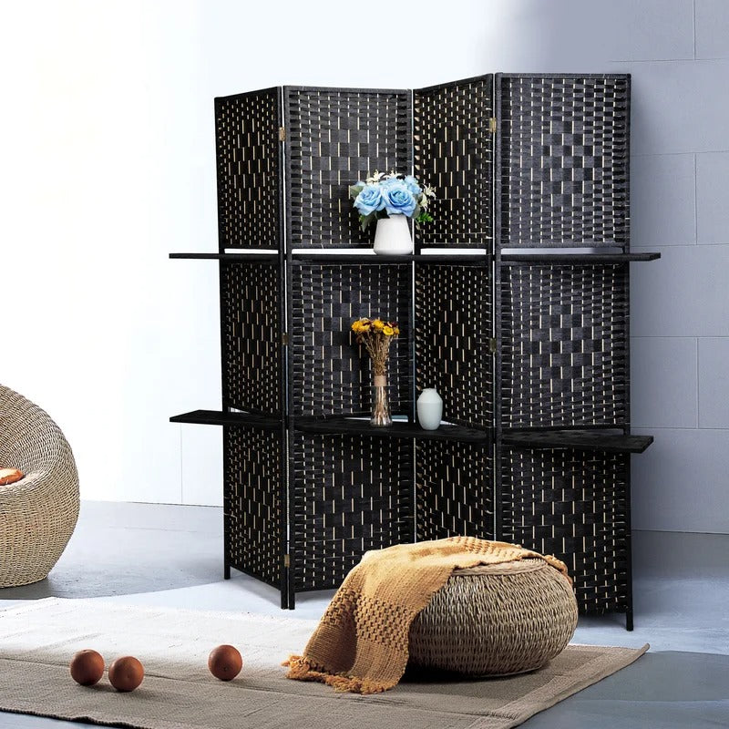 Room Dividers: 70.9'' W x 70.9'' H 4 - Panel Solid Wood Folding Room Divider