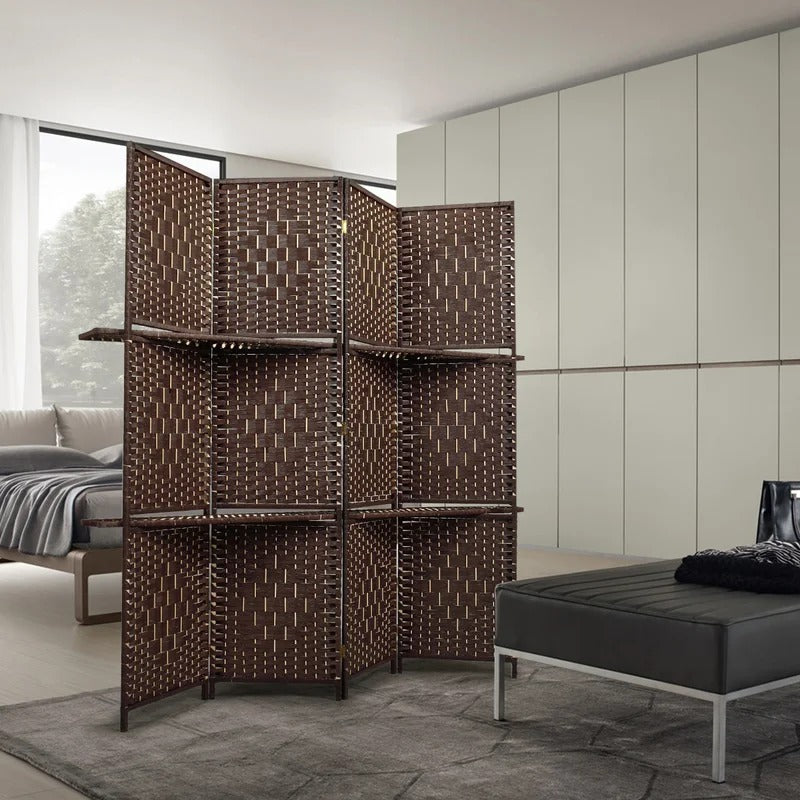 Room Dividers: 70.9'' W x 70.9'' H 4 - Panel Solid Wood Folding Room Divider