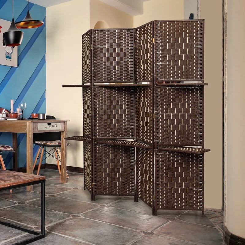 Room Dividers: 70.9'' W x 70.9'' H 4 - Panel Solid Wood Folding Room Divider
