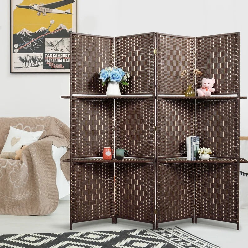 Room Dividers: 70.9'' W x 70.9'' H 4 - Panel Solid Wood Folding Room Divider