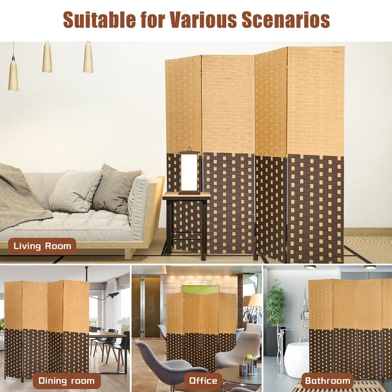Room Dividers: 71'' W x 71'' H 4 - Panel Solid Wood Folding Room Divider