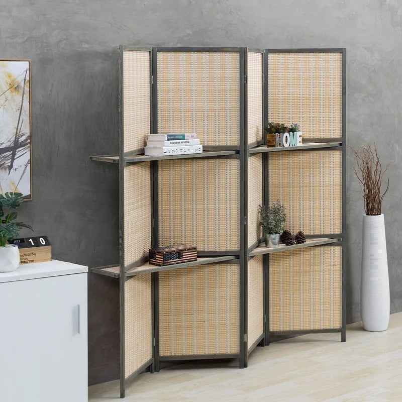 Room Dividers 78.75'' W x 71'' H 4 - Panel BambooRattan Folding Room Divider