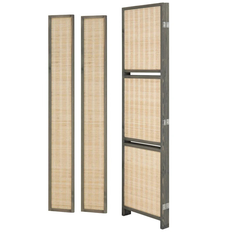 Room Dividers 78.75'' W x 71'' H 4 - Panel BambooRattan Folding Room Divider