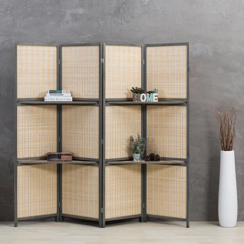 Room Dividers 78.75'' W x 71'' H 4 - Panel BambooRattan Folding Room Divider