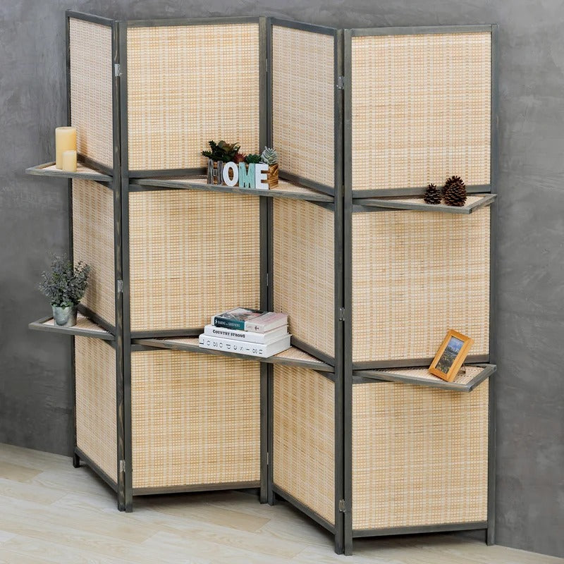 Room Dividers 78.75'' W x 71'' H 4 - Panel BambooRattan Folding Room Divider