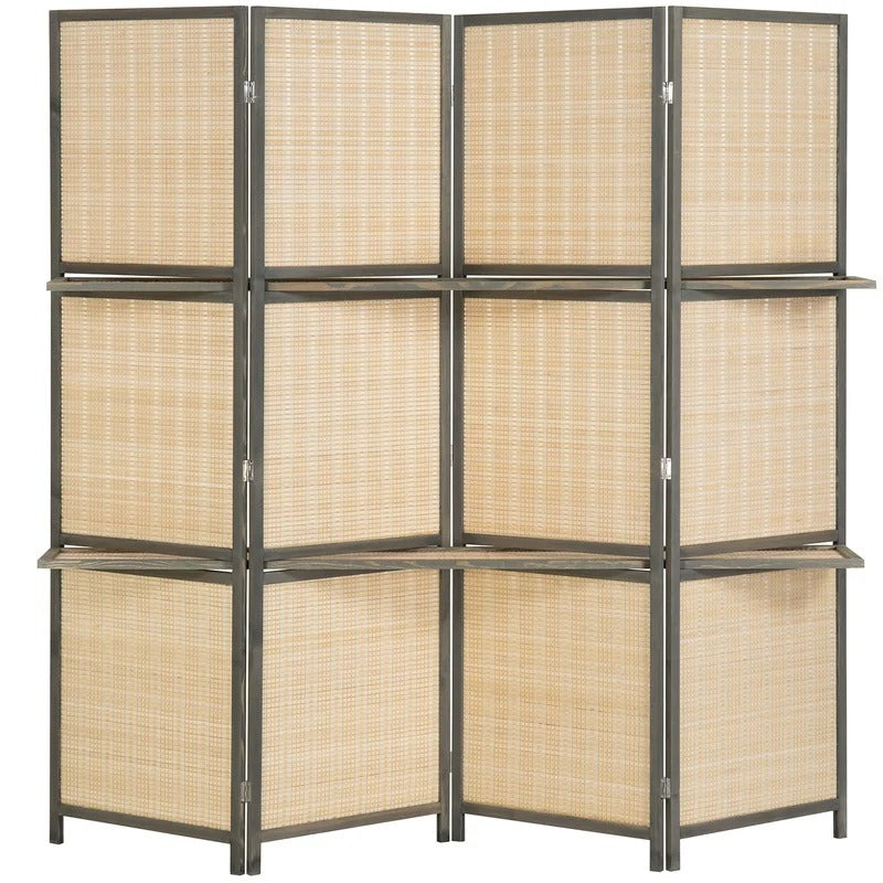 Room Dividers 78.75'' W x 71'' H 4 - Panel BambooRattan Folding Room Divider