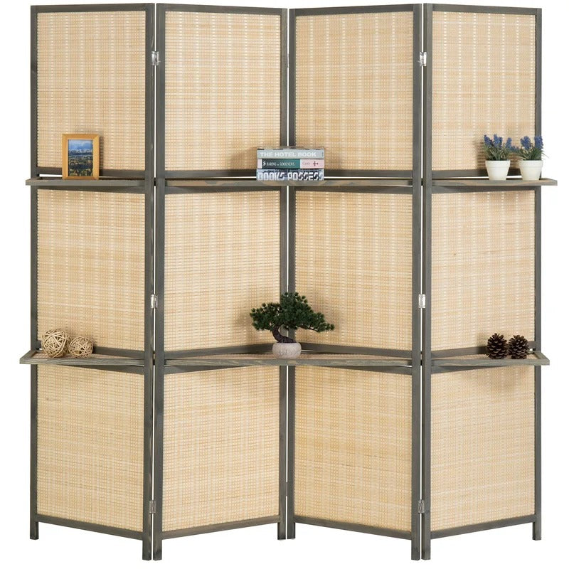 Room Dividers 78.75'' W x 71'' H 4 - Panel BambooRattan Folding Room Divider
