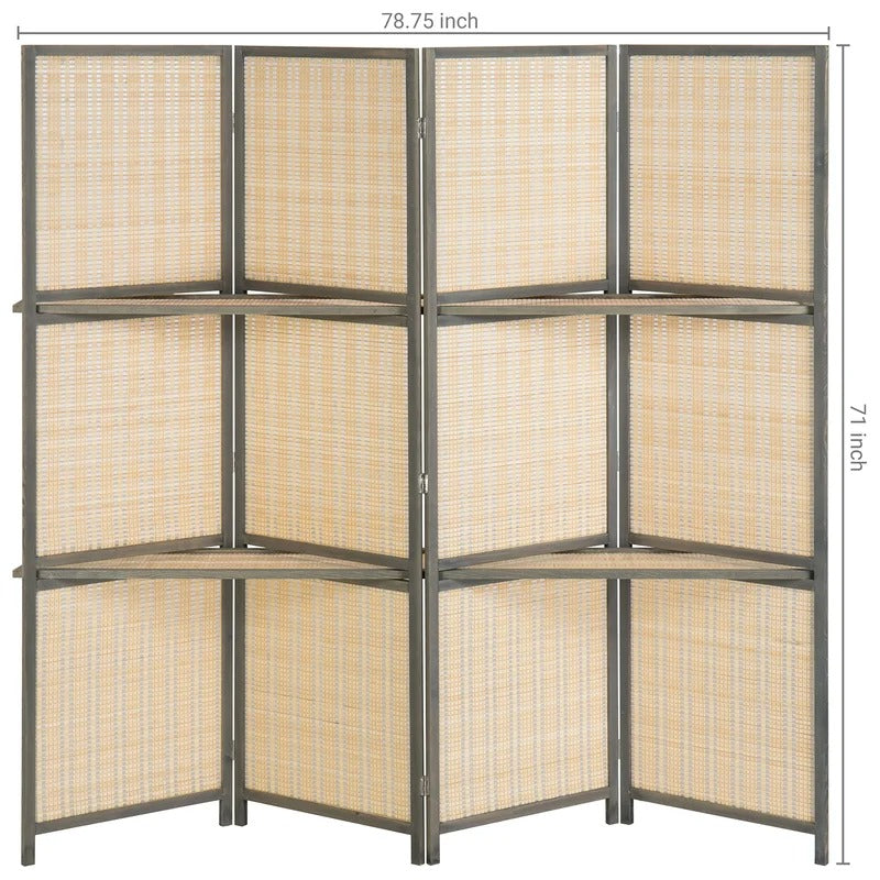Room Dividers 78.75'' W x 71'' H 4 - Panel BambooRattan Folding Room Divider
