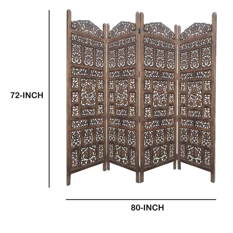 Room Dividers 80'' W x 72'' H 4 - Panel Wood Folding Room Divider