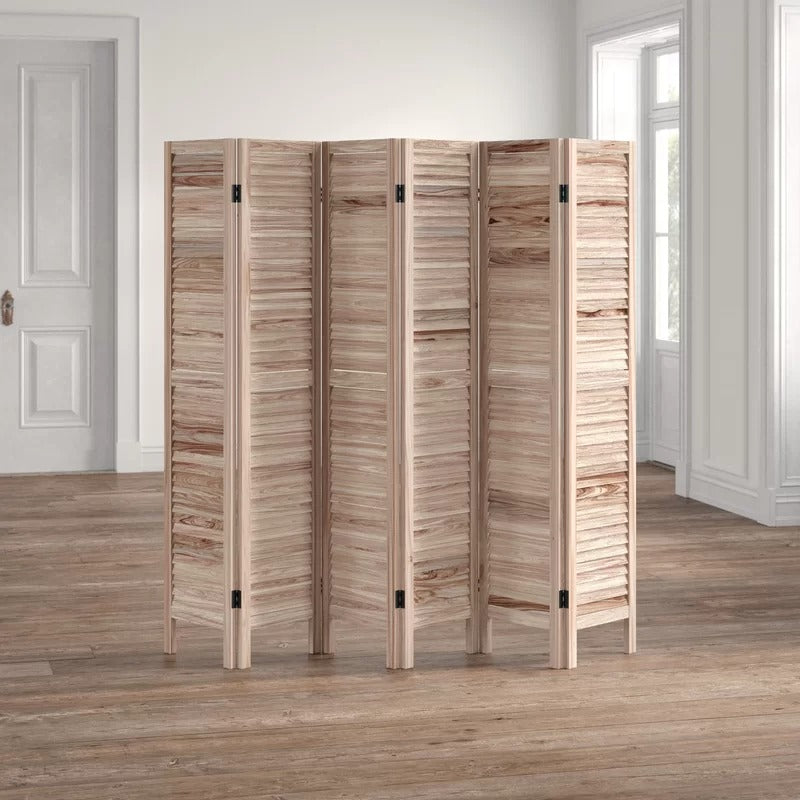 Room Dividers: 96'' W x 67'' H 6 - Panel Solid Wood Folding Room Divider