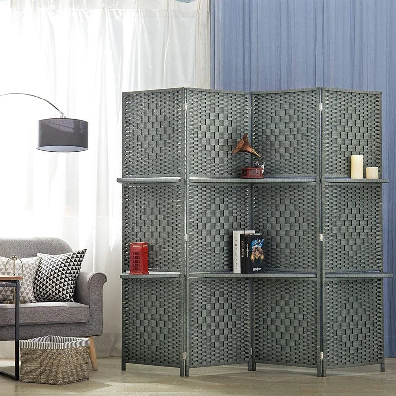 Room Dividers Modern Grey 4-Panel Room Divider