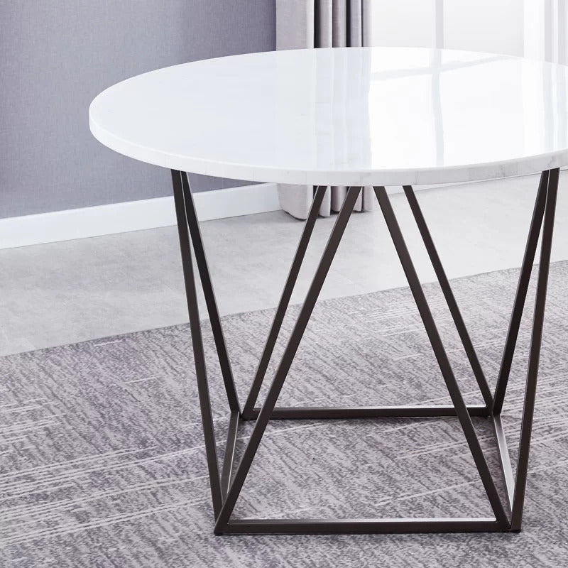 Round Dining Table: 44'' Marble Iron Dining Table
