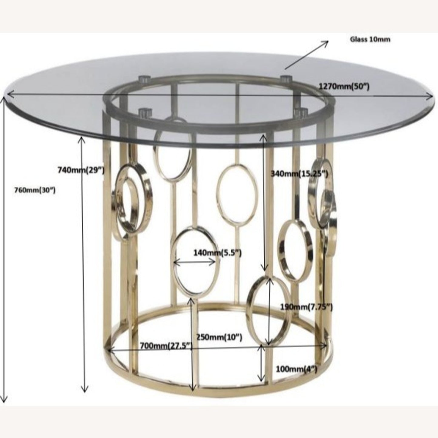 Round Dining Table 50'' Pedestal Dining Table