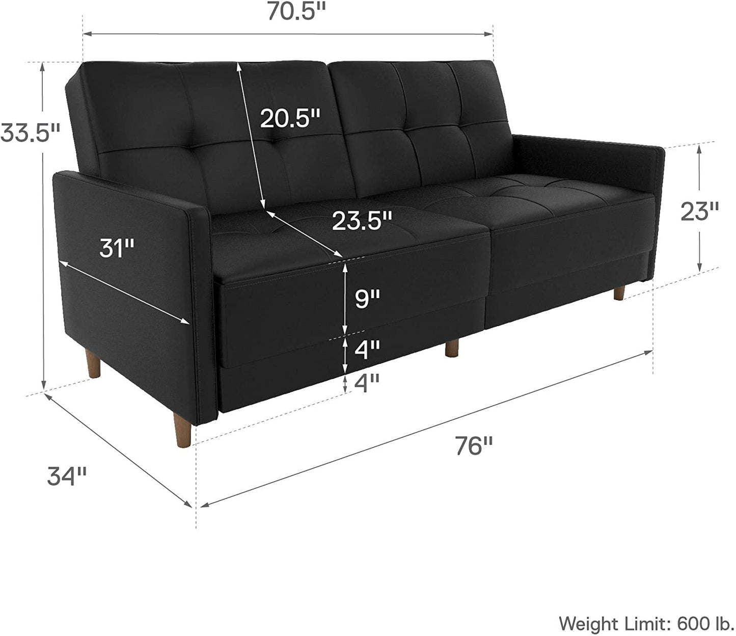 SOFA CUM BED Sofa Bed Couch with Mid Century Modern Design