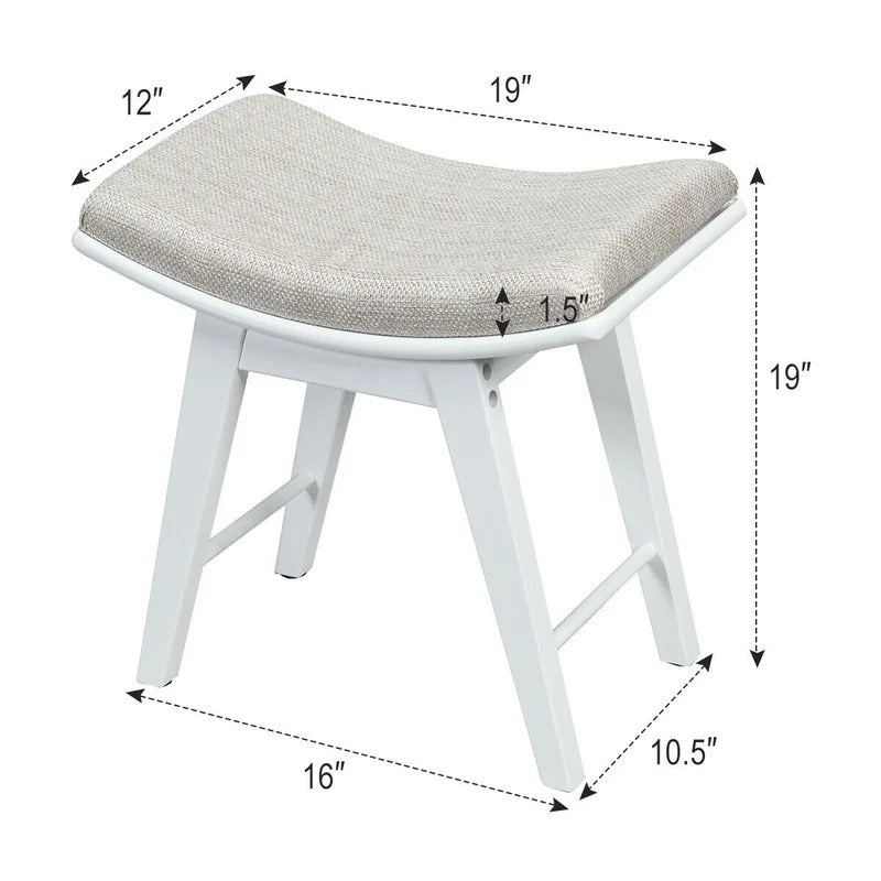 Seating Stool: Solid Wood Vanity Stool