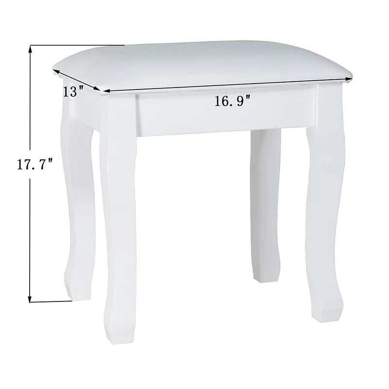 Seating Stool: White Vanity Stool