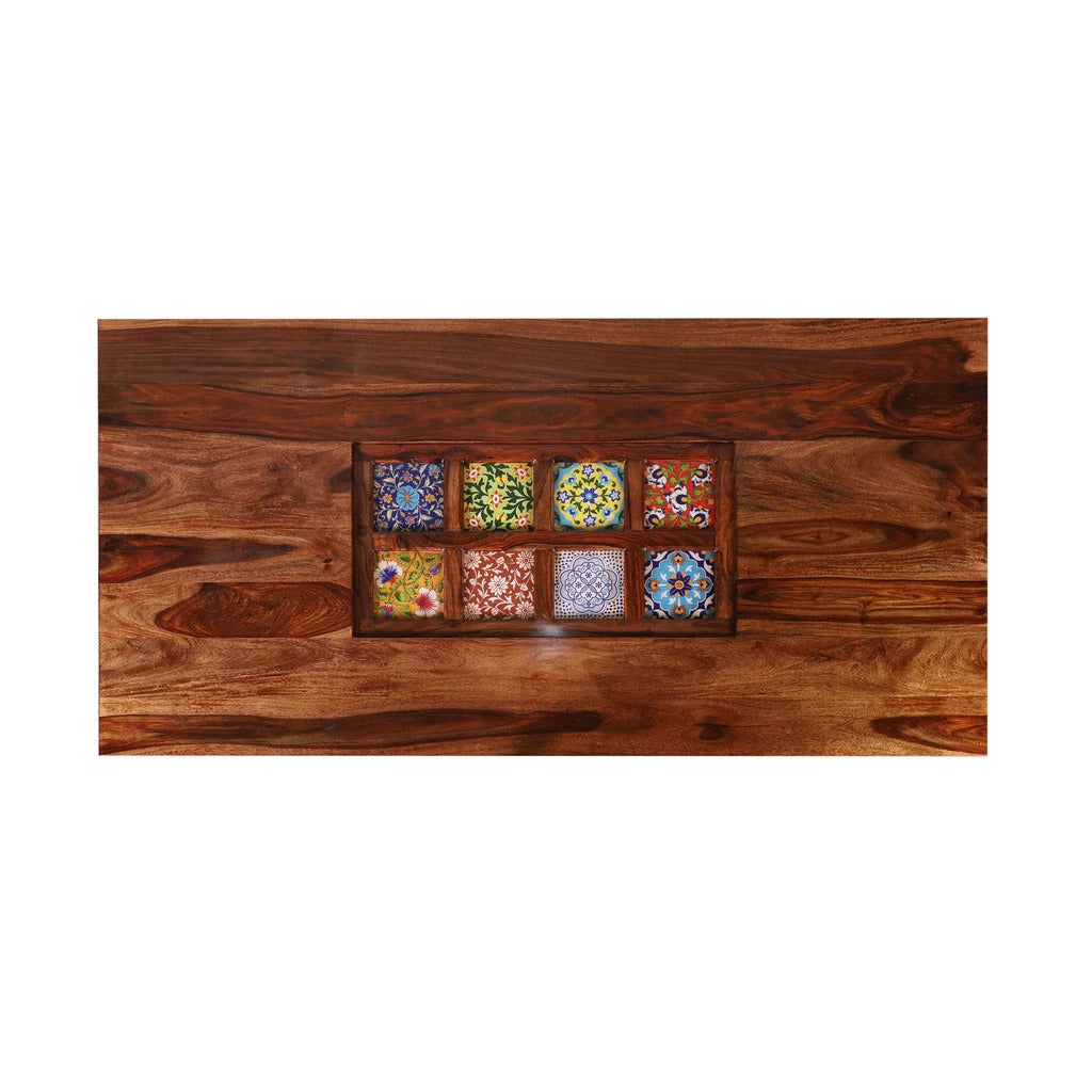 Sheesham Furniture:- Six Seater Ceramic Dining Set