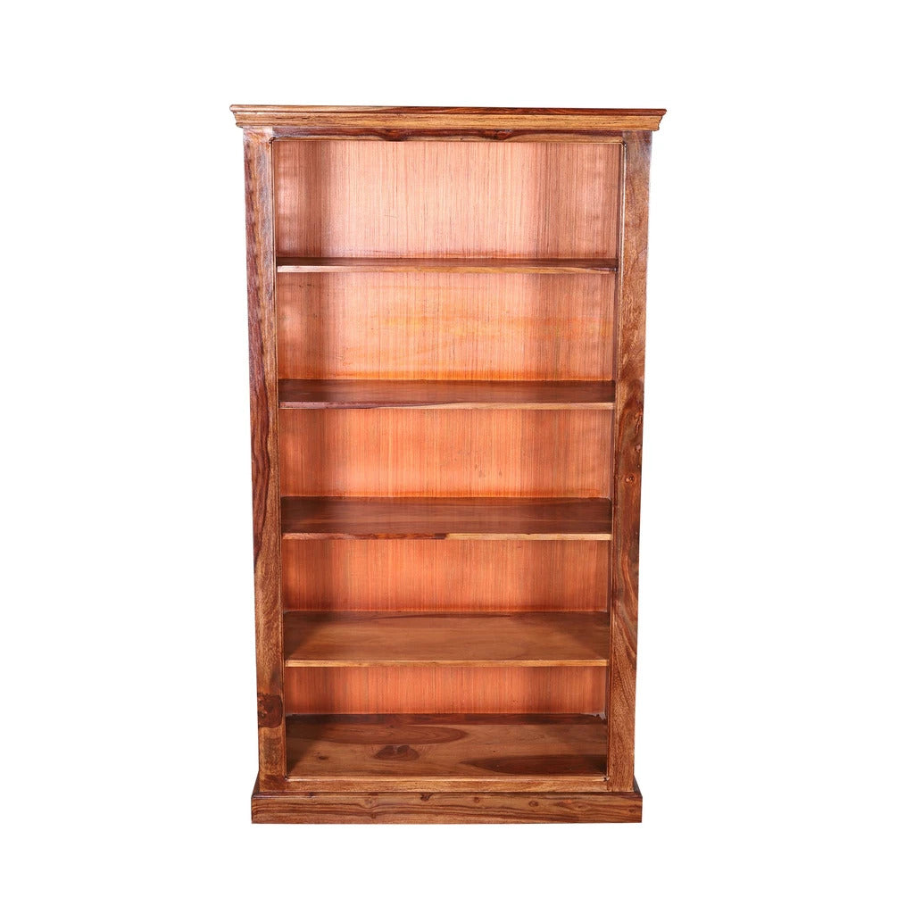Sheesham Furniture: Solid Wood Book Case With Iron Jali in Natural Finish