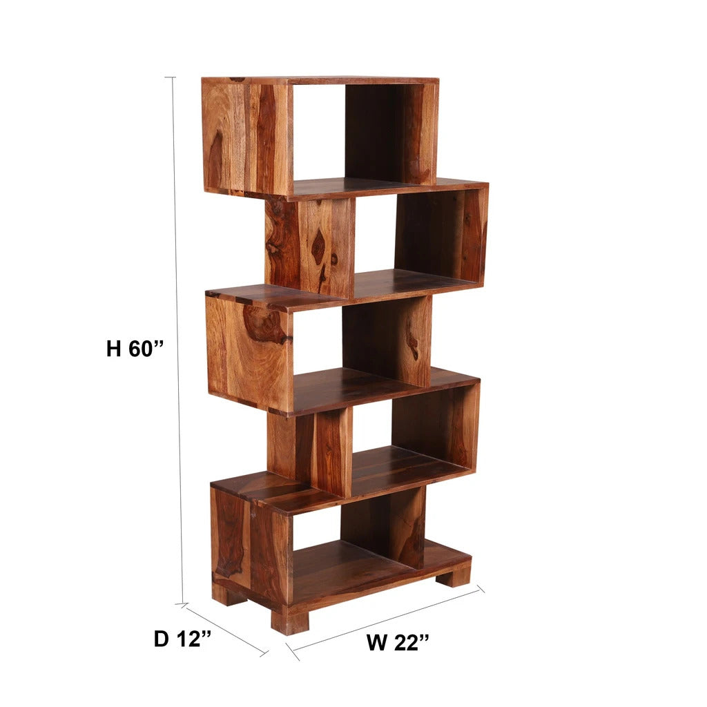 Sheesham Furniture:- Solid Wood BookShelf in Natural Finish