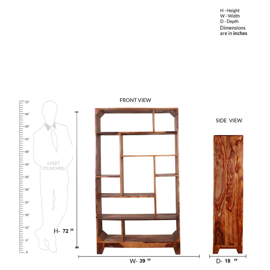 Sheesham Furniture:- Solid Wood Book Shelf in Natural Finish
