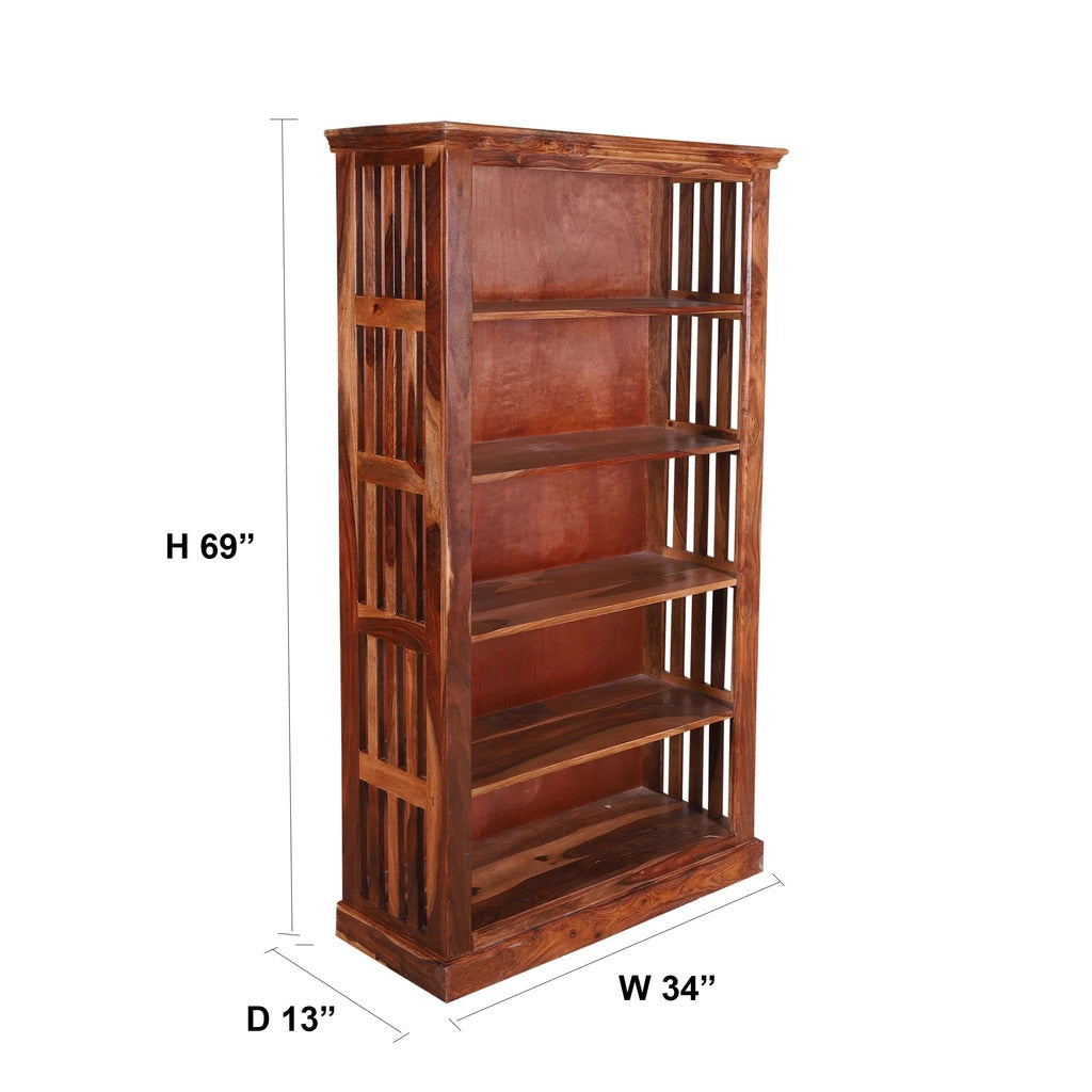 Sheesham Furniture:- Solid Wood Bookshelf in Natural Finish